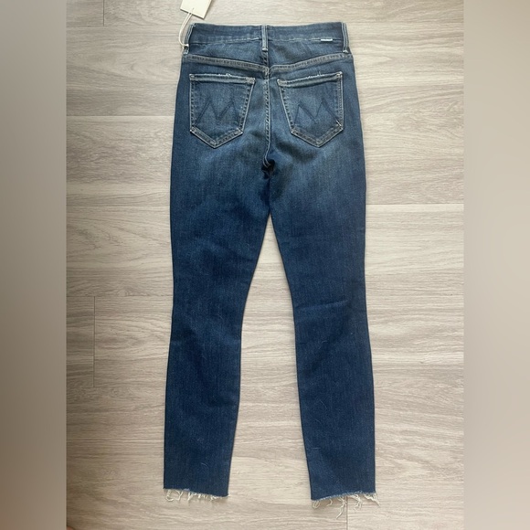 Mother high waisted looker distressed ankle fray denim jeans in dark wash - Picture 7 of 7